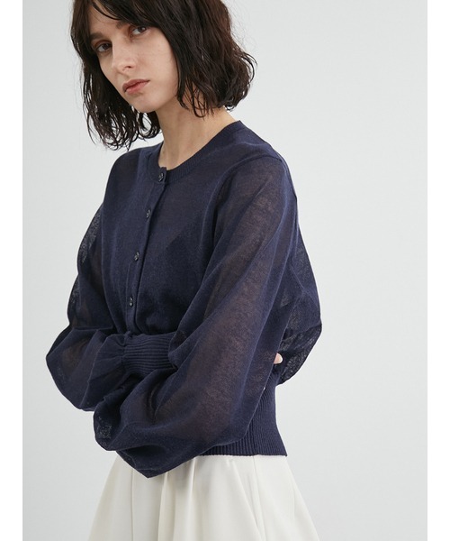 styling/（スタイリング）の「シアーニットカーディガン（カーディガン/ボレロ・レディース・ホワイト/ネイビー/イエロー・FREE）」の2枚目の写真