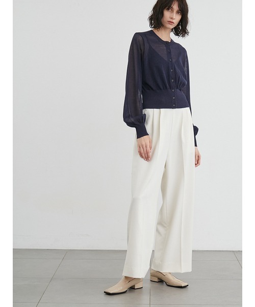 styling/（スタイリング）の「シアーニットカーディガン（カーディガン/ボレロ・レディース・ホワイト/ネイビー/イエロー・FREE）」の7枚目の写真