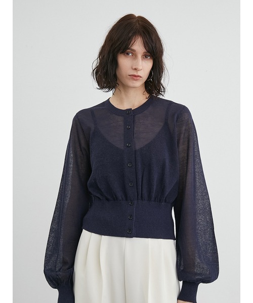 styling/（スタイリング）の「シアーニットカーディガン（カーディガン/ボレロ・レディース・ホワイト/ネイビー/イエロー・FREE）」の10枚目の写真