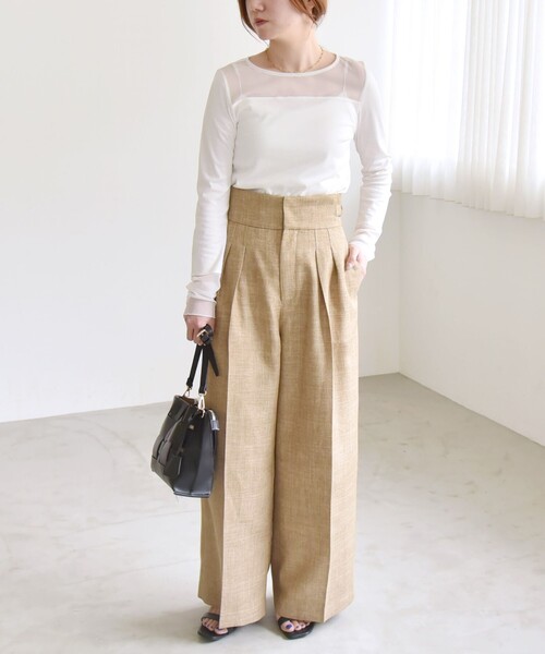 quaranciel(カランシエル)の「quaranciel:〈手洗い可能〉チュール レイヤード カットソー(Tシャツ/カットソー・レディース・ライトグレー/ブラック/オフホワイト・ONE SIZE)」の12枚目の写真