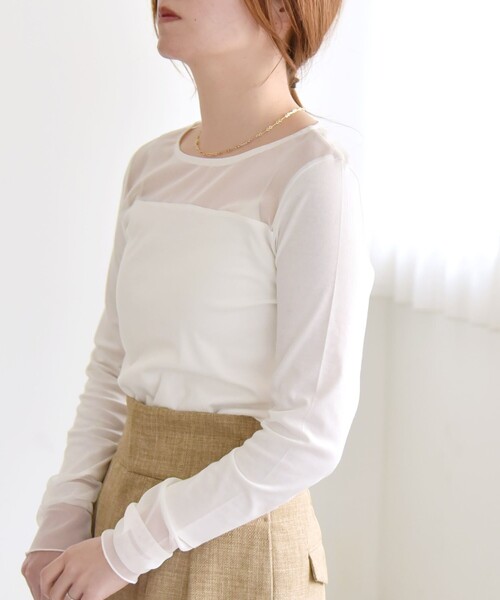 quaranciel(カランシエル)の「quaranciel:〈手洗い可能〉チュール レイヤード カットソー(Tシャツ/カットソー・レディース・ライトグレー/ブラック/オフホワイト・ONE SIZE)」の16枚目の写真