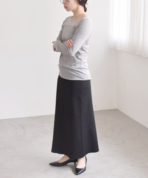 quaranciel(カランシエル)の「quaranciel:〈手洗い可能〉チュール レイヤード カットソー(Tシャツ/カットソー・レディース・ライトグレー/ブラック/オフホワイト・ONE SIZE)」の18枚目の写真