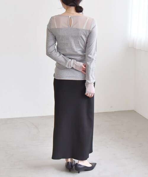 quaranciel(カランシエル)の「quaranciel:〈手洗い可能〉チュール レイヤード カットソー(Tシャツ/カットソー・レディース・ライトグレー/ブラック/オフホワイト・ONE SIZE)」の19枚目の写真