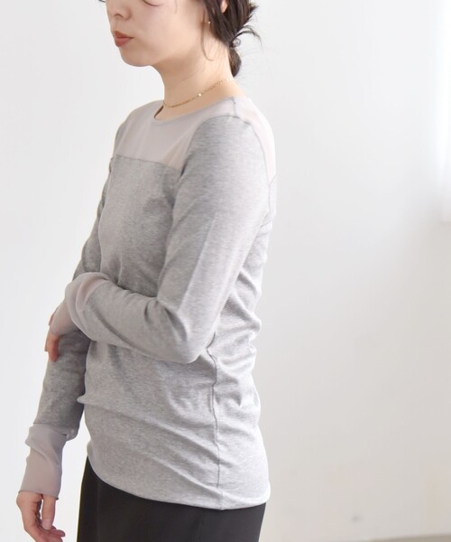 quaranciel(カランシエル)の「quaranciel:〈手洗い可能〉チュール レイヤード カットソー(Tシャツ/カットソー・レディース・ライトグレー/ブラック/オフホワイト・ONE SIZE)」の21枚目の写真