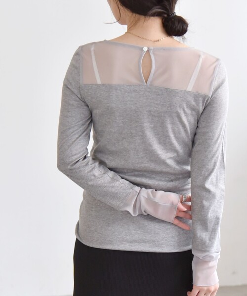 quaranciel(カランシエル)の「quaranciel:〈手洗い可能〉チュール レイヤード カットソー(Tシャツ/カットソー・レディース・ライトグレー/ブラック/オフホワイト・ONE SIZE)」の22枚目の写真