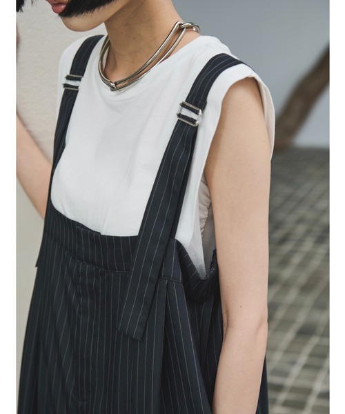 AIC.（エーアイシー）の「ストライプスラックスオールインワン（つなぎ/オールインワン・レディース・チャコールグレー/ネイビー・FREE）」の3枚目の写真