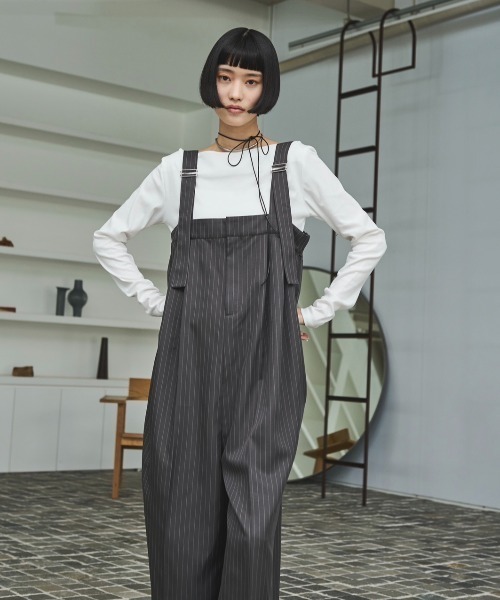 AIC.（エーアイシー）の「ストライプスラックスオールインワン（つなぎ/オールインワン・レディース・チャコールグレー/ネイビー・FREE）」の18枚目の写真