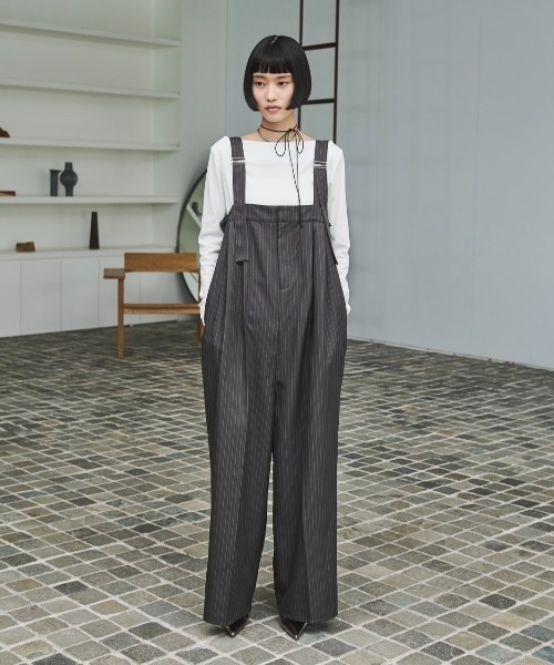 AIC.（エーアイシー）の「ストライプスラックスオールインワン（つなぎ/オールインワン・レディース・チャコールグレー/ネイビー・FREE）」の10枚目の写真