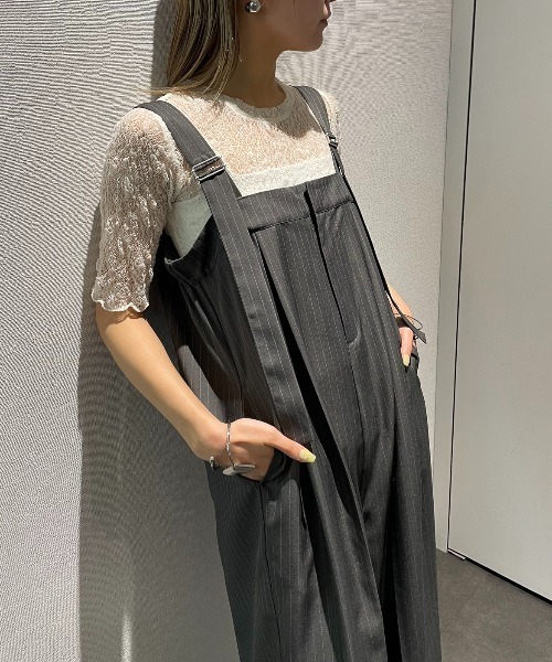 AIC.（エーアイシー）の「ストライプスラックスオールインワン（つなぎ/オールインワン・レディース・チャコールグレー/ネイビー・FREE）」の8枚目の写真