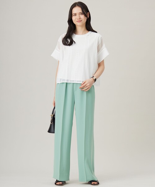 自由区(ジユウク)の「バックサテンジョーゼットワイド パンツ(その他パンツ・レディース・ライトグリーン系/グレー系/ベージュ系・44/46)」の5枚目の写真