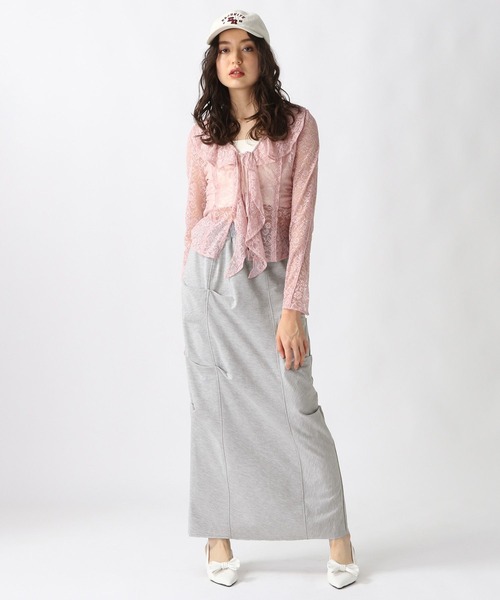 FOREVER 21（フォーエバー トゥエンティーワン）の「【2025SS】裏毛デザインタックロングスカート（スカート・レディース・ブラック/グレー・SMALL/MEDIUM）」の3枚目の写真