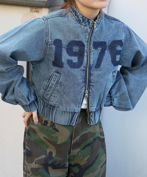 WEGO（ウィゴー）の「WEGO/デニムショートバイカーブルゾン（デニムジャケット・レディース・ブラック系その他/スカイブルー・FREE）」の4枚目の写真