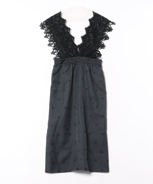 tocco closet(トッコ クローゼット)の「【ZOZO限定】モチーフレース×ドットジャンパースカート(ジャンパースカート・レディース・ブラック/ベージュ・M)」の3枚目の写真