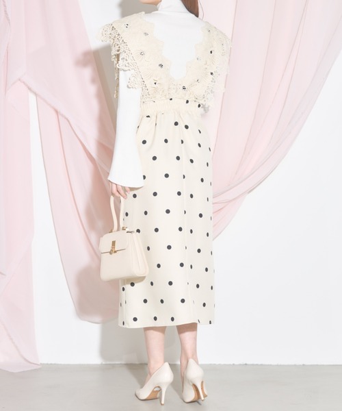 tocco closet(トッコ クローゼット)の「【ZOZO限定】モチーフレース×ドットジャンパースカート(ジャンパースカート・レディース・ブラック/ベージュ・M)」の18枚目の写真