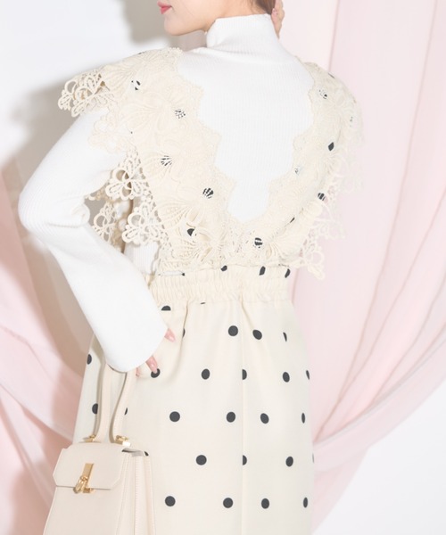 tocco closet(トッコ クローゼット)の「【ZOZO限定】モチーフレース×ドットジャンパースカート(ジャンパースカート・レディース・ブラック/ベージュ・M)」の22枚目の写真