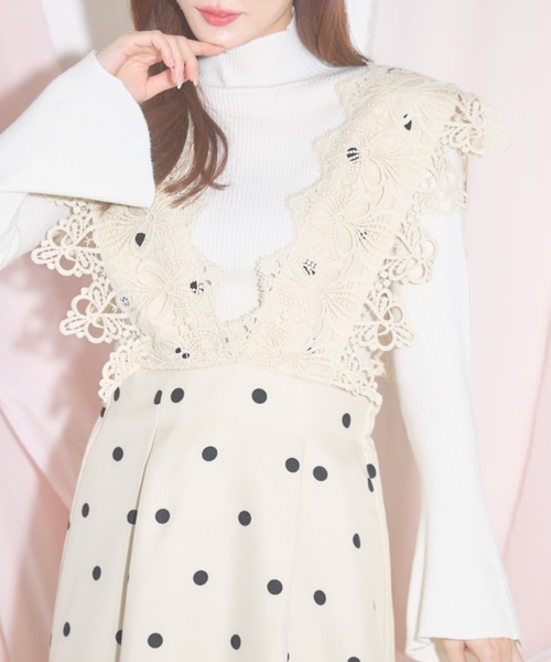 tocco closet(トッコ クローゼット)の「【ZOZO限定】モチーフレース×ドットジャンパースカート(ジャンパースカート・レディース・ブラック/ベージュ・M)」の19枚目の写真