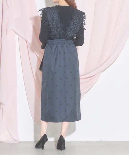 tocco closet(トッコ クローゼット)の「【ZOZO限定】モチーフレース×ドットジャンパースカート(ジャンパースカート・レディース・ブラック/ベージュ・M)」の8枚目の写真