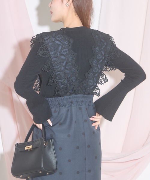 tocco closet(トッコ クローゼット)の「【ZOZO限定】モチーフレース×ドットジャンパースカート(ジャンパースカート・レディース・ブラック/ベージュ・M)」の13枚目の写真