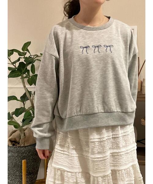 ehka sopo（エヘカソポ）の「◎リボンスウェット（Tシャツ/カットソー・レディース・グレー/ミント/ネイビー/ラベンダー・F）」の21枚目の写真