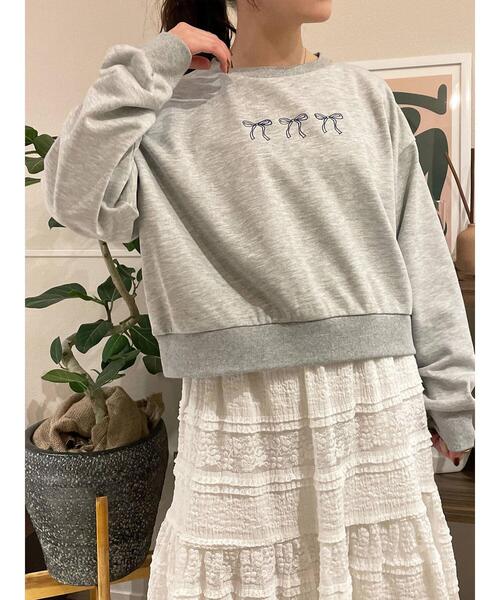 ehka sopo（エヘカソポ）の「◎リボンスウェット（Tシャツ/カットソー・レディース・グレー/ミント/ネイビー/ラベンダー・F）」の22枚目の写真