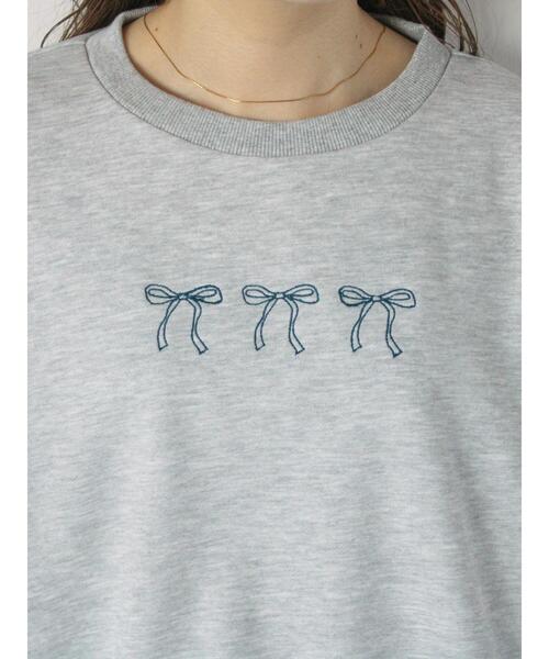 ehka sopo（エヘカソポ）の「◎リボンスウェット（Tシャツ/カットソー・レディース・グレー/ミント/ネイビー/ラベンダー・F）」の8枚目の写真