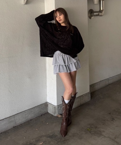 ACLENT(アクレント)の「スウェットティアードフレアミニスカート(スカート・レディース・ブラック/グレー・FREE)」の16枚目の写真