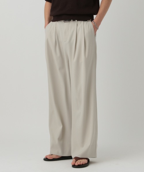 LURAKU】two tuck wide straight slacks / 2タックワイド