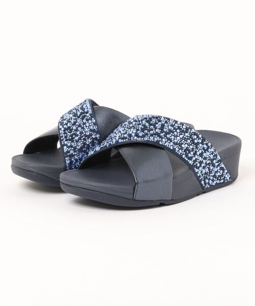 LULU CRYSTAL-MIX METALLIC CROSS SLIDES（サンダル）｜fitflop