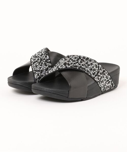 LULU CRYSTAL-MIX METALLIC CROSS SLIDES（サンダル）｜fitflop
