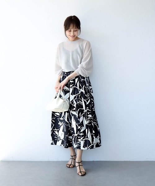 Jines（ジネス）の「プリントタックスカート（スカート・レディース・ブルー/グリーン/ブラック/グリーン系その他・38）」の19枚目の写真