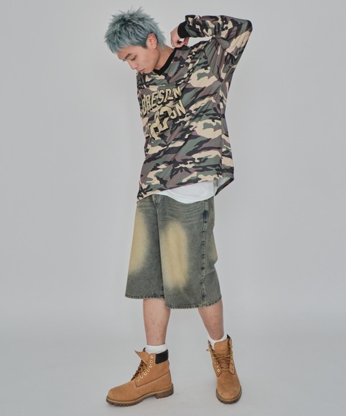 WEGO（ウィゴー）の「WEGO/スーパーバギーデニムショーツ（デニムパンツ・メンズ・スカイブルー/ライトインディゴブルー/ブラック系2/グレー・LARGE/MEDIUM）」の18枚目の写真