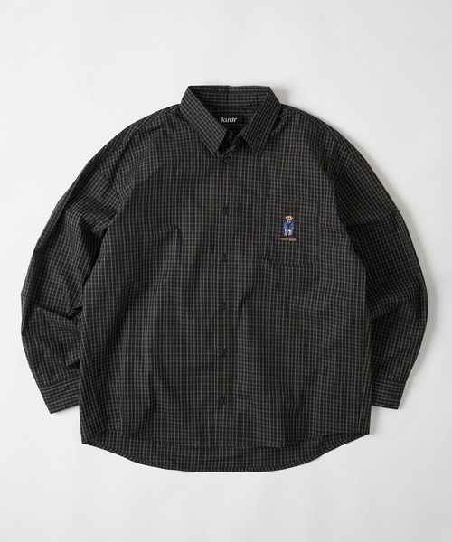 セール】【kutir men × TeddyBear】 アソートベアーロゴチェックシャツ