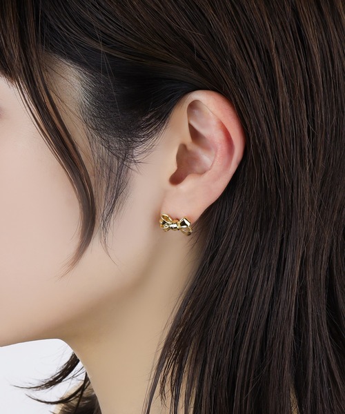 LOVE BY e.m. （ラブバイイーエム）の「プチリボンピアス/バレエコア/25SS/レディース（ピアス（片耳用）・レディース・シルバー/ゴールド・FREE）」の3枚目の写真