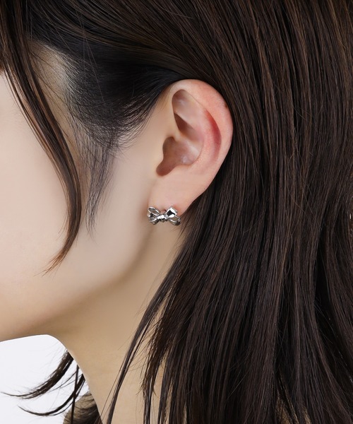 LOVE BY e.m. （ラブバイイーエム）の「プチリボンピアス/バレエコア/25SS/レディース（ピアス（片耳用）・レディース・シルバー/ゴールド・FREE）」の5枚目の写真