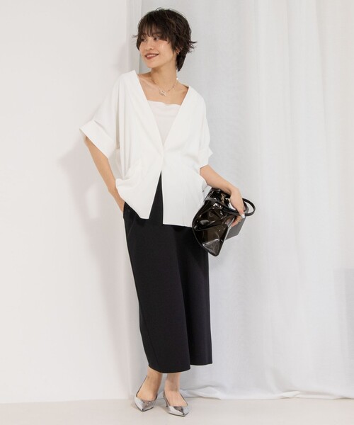 NOLLEY’S(ノーリーズ)の「《セットアップ対応》ウォッシャブルツイルフレンチジャケット(ノーカラージャケット・レディース・ブラック/ホワイト・38)」の9枚目の写真