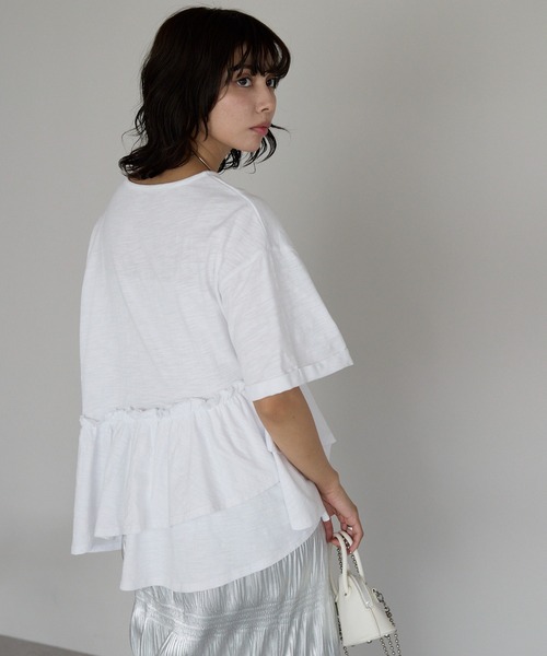 SOTT(ソット)の「Frill hem T-shirt フリルヘムTシャツ(Tシャツ/カットソー・レディース・ブラック/オフホワイト・FREE)」の16枚目の写真
