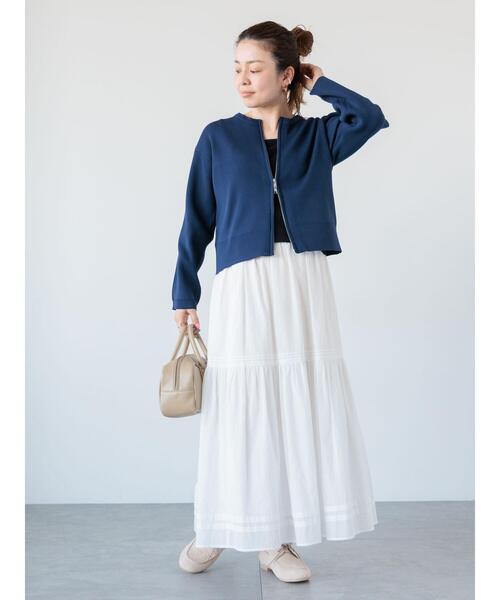 Lugnoncure(ルノンキュール)の「ダブルジップクルーネックカーディガン《2025spring catalog item》(カーディガン/ボレロ・レディース・ネイビー/ピンク/オフホワイト/ブラック・F)」の15枚目の写真