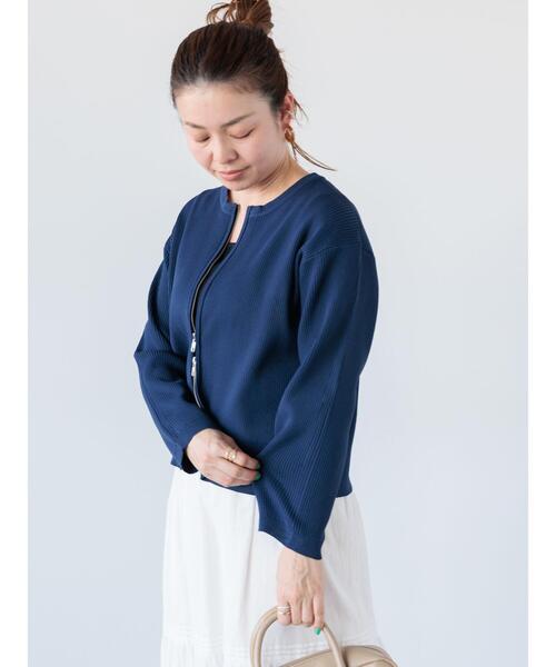 Lugnoncure(ルノンキュール)の「ダブルジップクルーネックカーディガン《2025spring catalog item》(カーディガン/ボレロ・レディース・ネイビー/ピンク/オフホワイト/ブラック・F)」の16枚目の写真