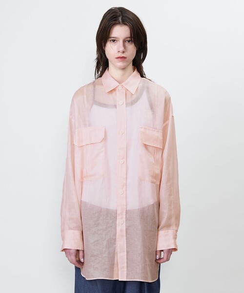 ブラウス　ASTRAET（アストラット） ASTRAET＞ストライプ シアー レギュラーカラーシャツ UNISEX
