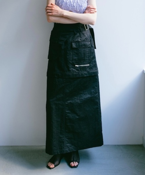 sahara(サハラ)の「Belted 2way Cargo Skirt/ベルト2ウェイカーゴスカート(スカート・レディース・ブラック/カーキ・FREE)」の1枚目の写真
