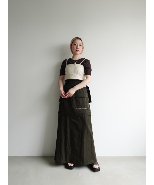 sahara(サハラ)の「Belted 2way Cargo Skirt/ベルト2ウェイカーゴスカート(スカート・レディース・ブラック/カーキ・FREE)」の4枚目の写真