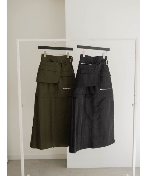 sahara(サハラ)の「Belted 2way Cargo Skirt/ベルト2ウェイカーゴスカート(スカート・レディース・ブラック/カーキ・FREE)」の5枚目の写真