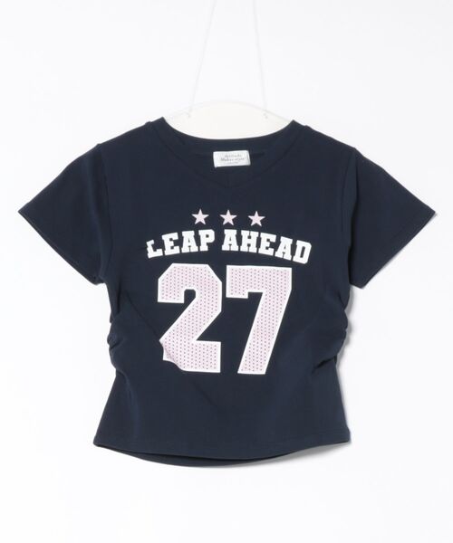 SPINNS（スピンズ）の「ギャザー入りVネックカットソー/27（Tシャツ/カットソー・レディース・オフホワイト/レッド/ネイビー/ブラック・ONESIZE）」の3枚目の写真