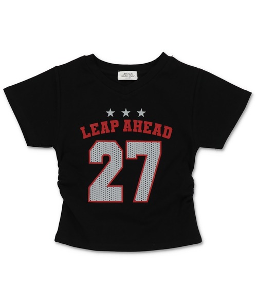 SPINNS（スピンズ）の「ギャザー入りVネックカットソー/27（Tシャツ/カットソー・レディース・オフホワイト/レッド/ネイビー/ブラック・ONESIZE）」の2枚目の写真