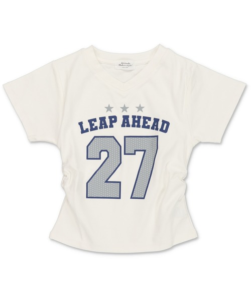 SPINNS（スピンズ）の「ギャザー入りVネックカットソー/27（Tシャツ/カットソー・レディース・オフホワイト/レッド/ネイビー/ブラック・ONESIZE）」の5枚目の写真