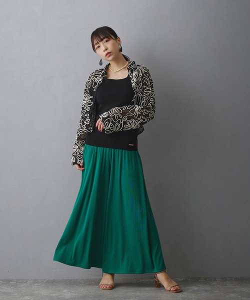 NICOLE white（ニコルホワイト）の「ニットタンクトップ（タンクトップ・レディース・ブラック/オフホワイト/グレー/グリーン/ピンク・FREE）」の7枚目の写真