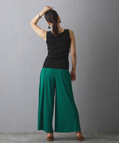 NICOLE white（ニコルホワイト）の「ニットタンクトップ（タンクトップ・レディース・ブラック/オフホワイト/グレー/グリーン/ピンク・FREE）」の6枚目の写真