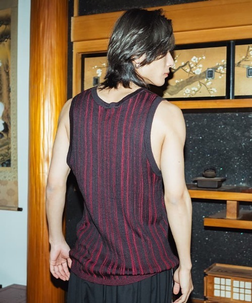 REZEN(リゼン)の「切子風ジャガード織タンク(タンクトップ・メンズ・ローズ/レッドパープル・LARGE/MEDIUM)」の8枚目の写真