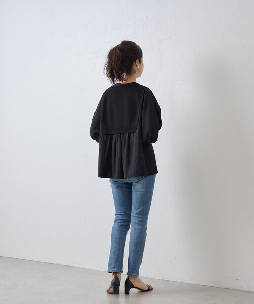 BEARDSLEY 洗えるニットコート ブラック BEARDSLEY（ビアズリー）の「ニットコート（ノーカラーコート