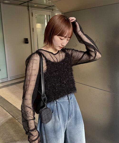mline（エムライン）の「[mline]ラメビスチェSET楊柳ブラウス（シャツ/ブラウス・レディース・アイボリー/ブラック/ピンク/ブルー・FREE）」の14枚目の写真